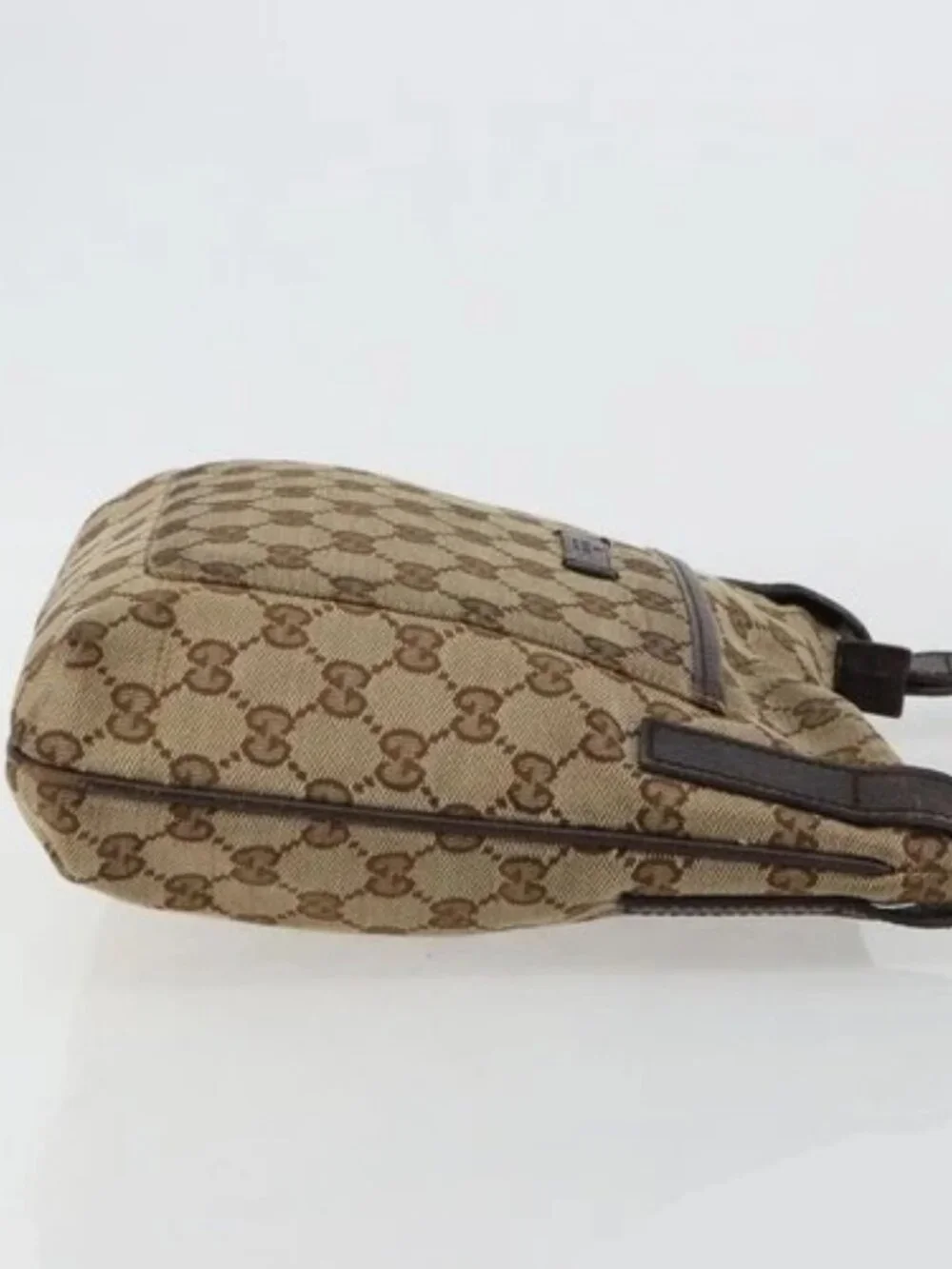 GUCCI GG Canvas Shoulder Bag Beige Silver 122793 Auth 180064